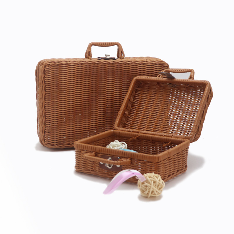 Braided suitcase cosmetics storage box Wedding gift box souvenir gift box rattan storage basket