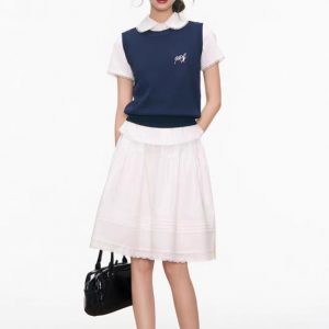 Month issue shirt, mid skirt, vest, three-piece commuting suit for summer women