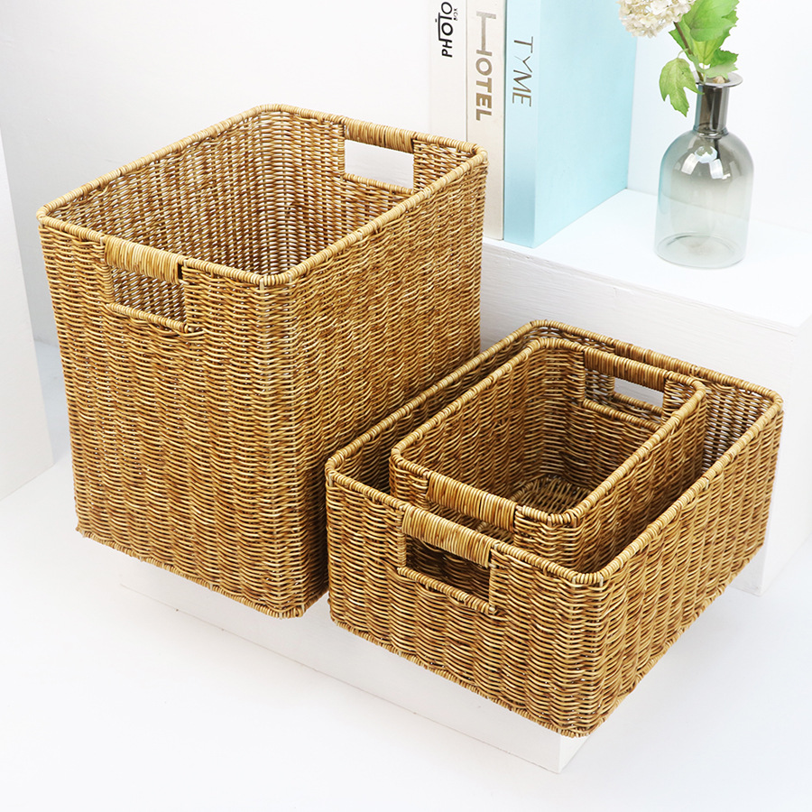 Imitation rattan storage basket household large capacity clothes, miscellaneous items, desktop snacks and toys to organize kitchen storage basket