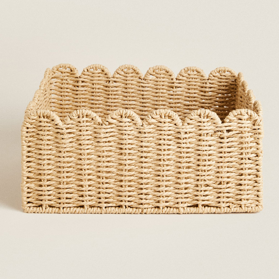 Paper rope woven storage basket household large capacity clothes, miscellaneous desktop snacks and toys to organize kitchen storage basket