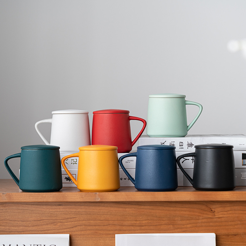 Damon Ceramic Cup Household Coffee Cup Water Cup Tea Cup Corner Handle Coffee Cup