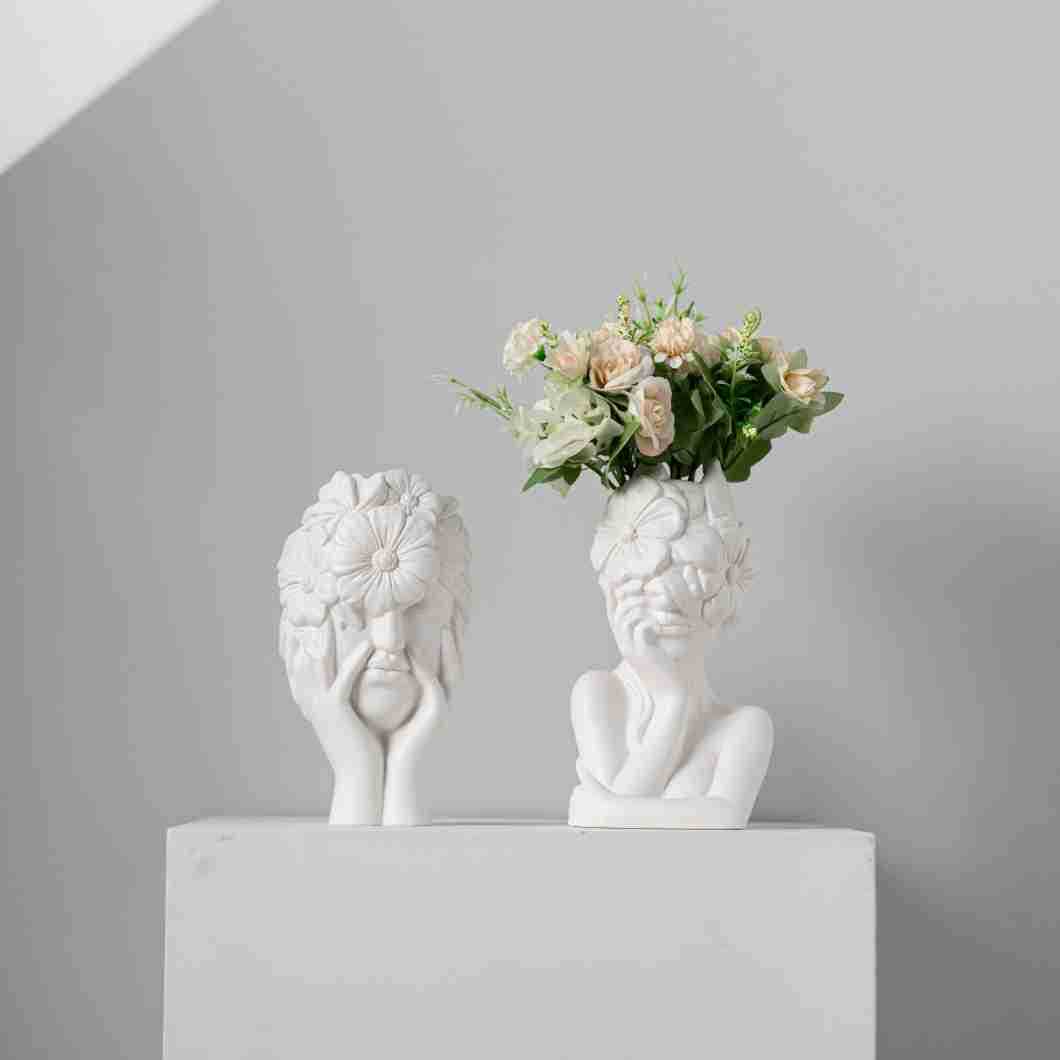 Fenghuatou girl wide mouth ceramic vase pen holder flower decoration home decoration