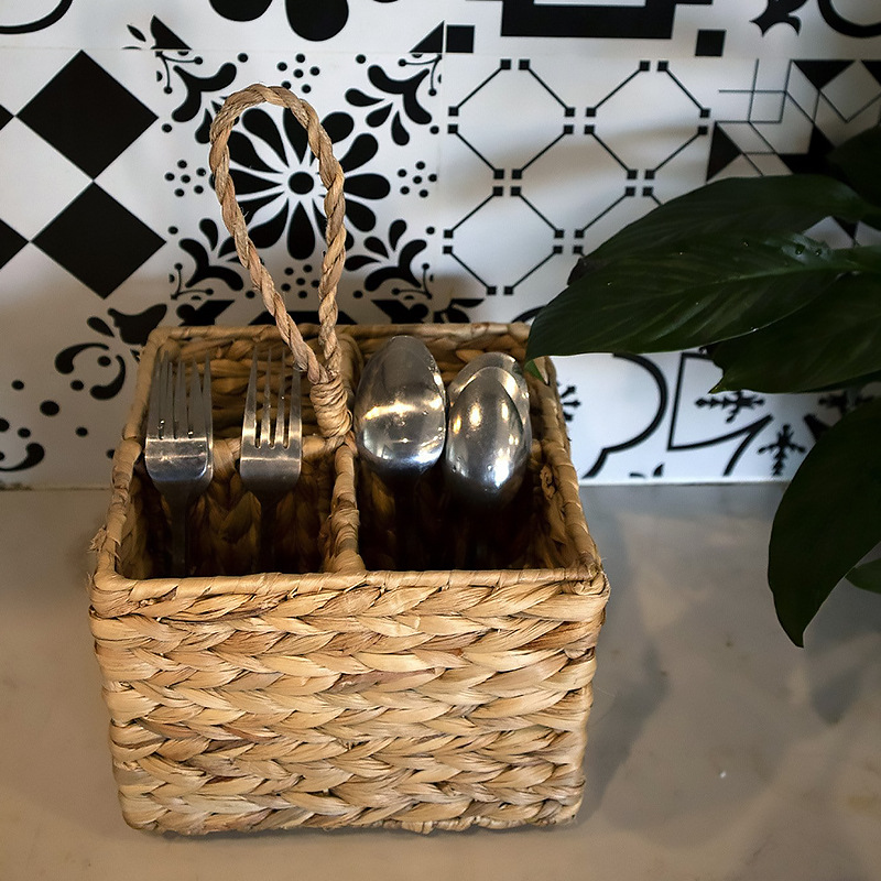 American and European style gourd grass weaving storage basket restaurant dining carry-on tableware basket dried fruit bread wine storage basket