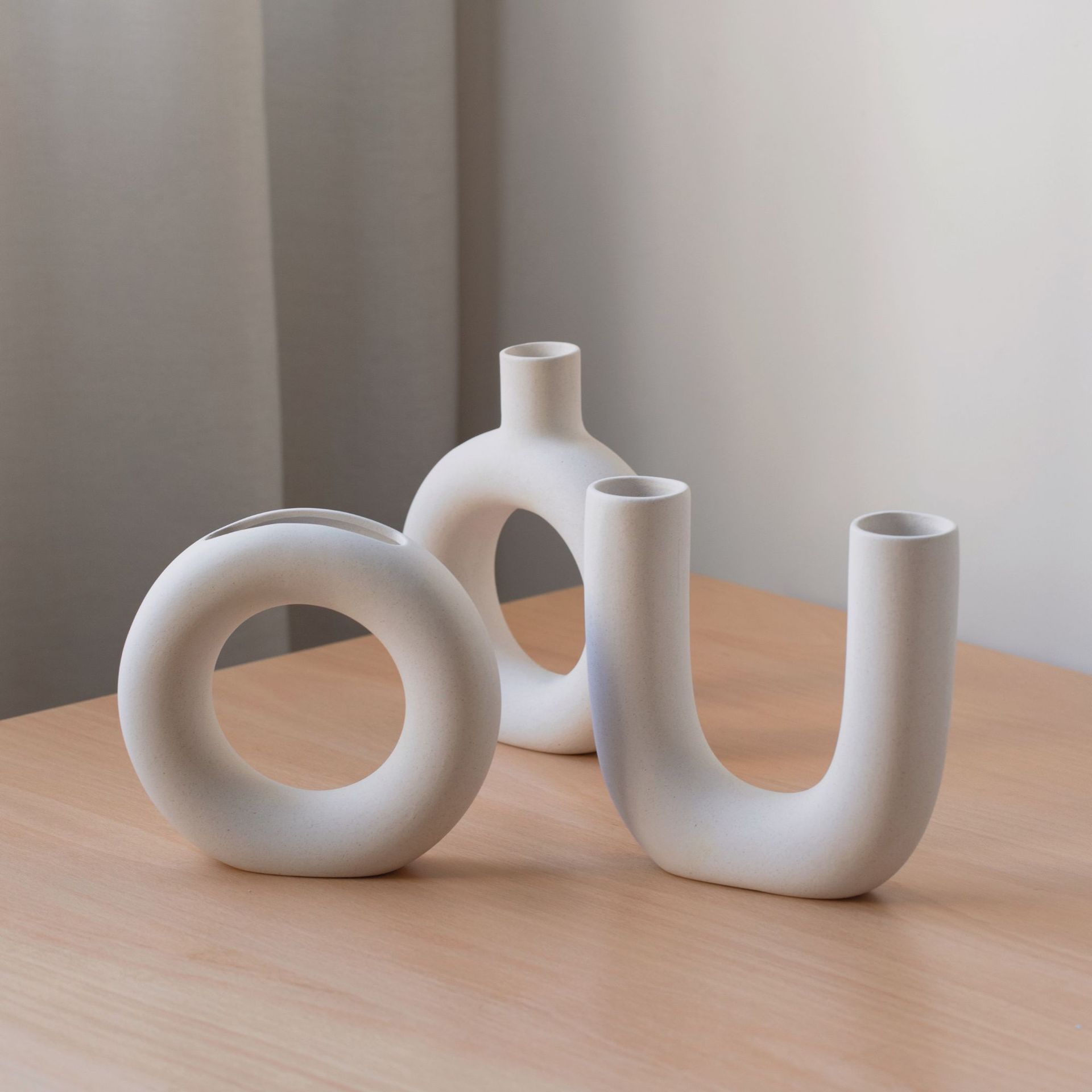 Special shape hydroponic ceramic vase decorative vegetarian flower arrangement geometric crafts