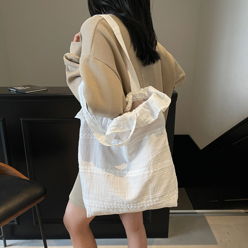 Baby Fashion Plaid Canvas Bag Lazy Style One-Shoulder Armpit Bag Women's Large Capacity Tote Bag