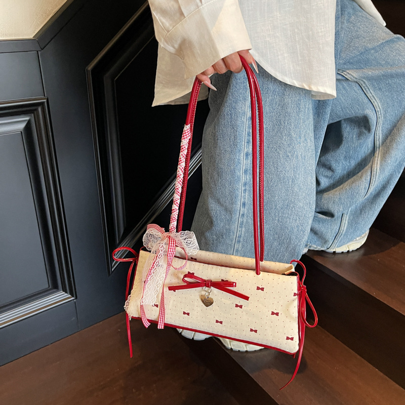 Casual super popular niche plaid polka dot bag women's versatile crossbody bag fashionable one-shoulder underarm bag